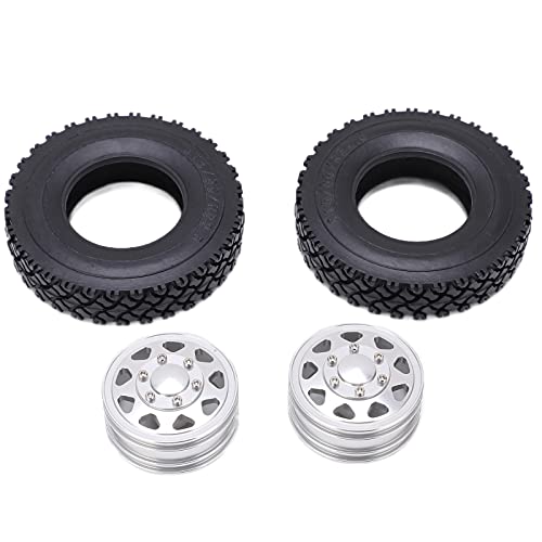 XIASABA 2PCS Metalllegierung vorne mit Gummireifen für 1/14 RC -Anhänger -Traktor -LKW -LKW schwarz (Silber) von XIASABA