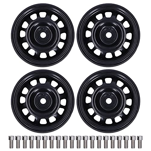 XIASABA 4 Stück 1/10 RC Beadlock Rad naben 12 Löcher Metall Radnabe Ersatz für AXIAL HSP Gelb (Schwarz) von XIASABA