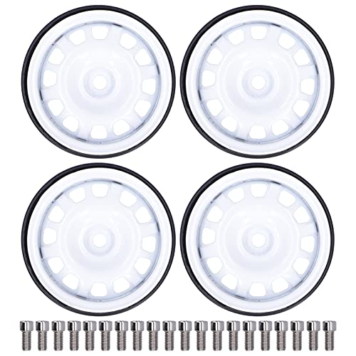 XIASABA 4 Stück 1/10 RC Beadlock Rad naben 12 Löcher Metall Radnabe Ersatz für AXIAL HSP Gelb (Weiß) von XIASABA