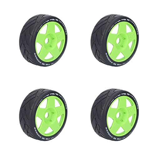 XIASABA 4 Stück 1/8 GT RC-, verschleißfest, starker Grip, Straßenrennreifen auf Straßenn mit 17-mm-Adapter, grün, geeignet für 1/8 RC-Straßenrennwagen, bieten ausreichend (Grün) von XIASABA