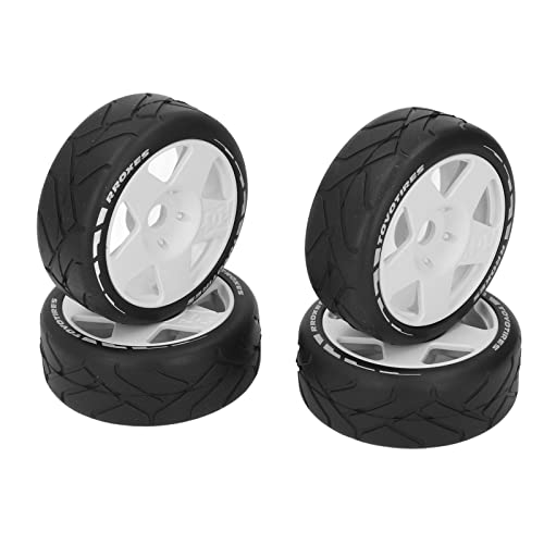 XIASABA 4 Stück 1/8 GT RC-, verschleißfest, starker Grip, Straßenrennreifen auf Straßenn mit 17-mm-Adapter, grün, geeignet für 1/8 RC-Straßenrennwagen, bieten ausreichend (Weiß) von XIASABA