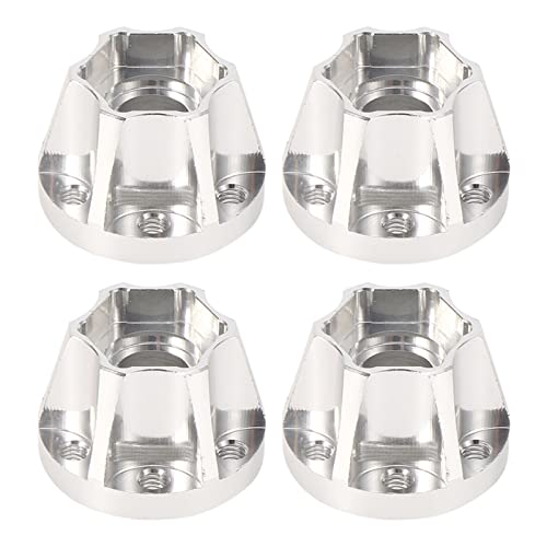 XIASABA 4 Stück 1,9 Zoll Aluminiumlegierung Silber Radsechskantnabe Passend für 1/10 RC Automodell SCX10 TRX4 D90 20 mm (17mm) von XIASABA
