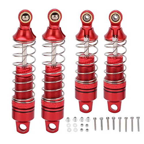 XIASABA 4-teiliges Stoßdämpfer-Set aus Aluminiumlegierung für RC-Federdämpfer für Losi Mini T 2 0 2WD 1 18 Truck, blaues Qualitätsmaterial, elastische Feder, Stoßdämpfung, (Rot) von XIASABA