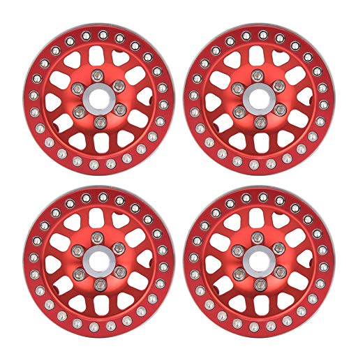 XIASABA 4PCS 1,9 Zoll Aluminiumlegierungsrad -Hub -Zubehör -Teile für SCX10 90046 D90 TRX4 1/10 RC Crawler Car rot geeignet (Rot) von XIASABA