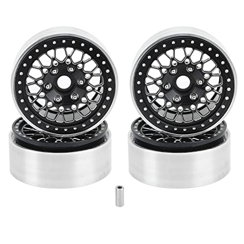 XIASABA 4PCS 1,9 Zoll Crawler Wheel Hub RC Aluminiumlegierung Crawler Car Rims für axiale SCX10 90046 1/10 Schwarz Silber (Schwarz Silber) von XIASABA