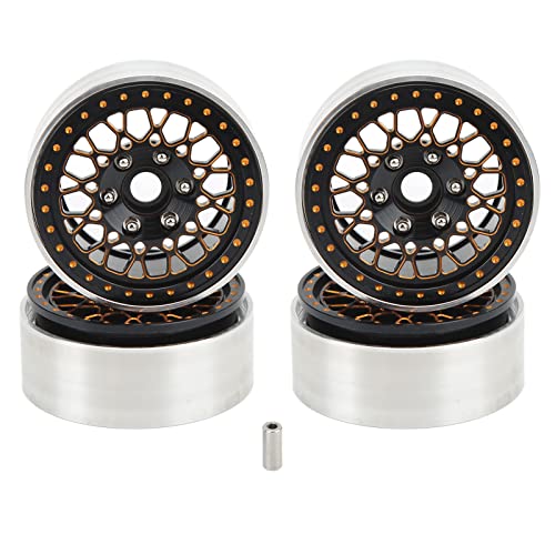 XIASABA 4PCS 1,9 Zoll Crawler Wheel Hub RC Aluminiumlegierung Crawler Car Rims für axiale SCX10 90046 1/10 Schwarz Silber (Schwarzes Gold) von XIASABA