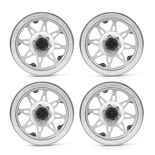 XIASABA 4PCS 2,2 -Zoll -Aluminium -Leichtmetallrad -Hubs für 1/10 RC -Autoteilezubehör im Maßstab (Silber) von XIASABA