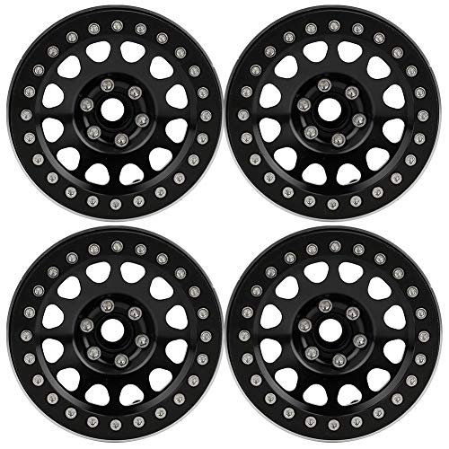 XIASABA 4PCS 2,2 Zoll Metall Lock Tire Wheel Hub schwereres Accessoire für 1/10 RC Rock Crawler Black Silber (Schwarz) von XIASABA
