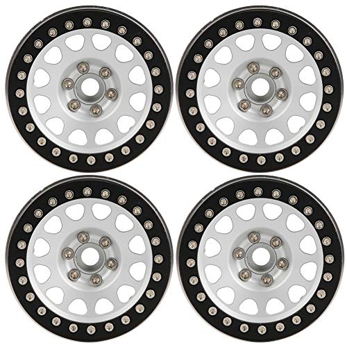 XIASABA 4PCS 2,2 Zoll Metall Lock Tire Wheel Hub schwereres Accessoire für 1/10 RC Rock Crawler Black Silber (Schwarz Silber) von XIASABA
