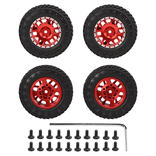 XIASABA 4PCS 55 mm vorderen hinteren Gummireifen 12 Speichen Metallradfelgen für axiale SCX24 1/24 RC -Auto rot eingestellt (Rot) von XIASABA