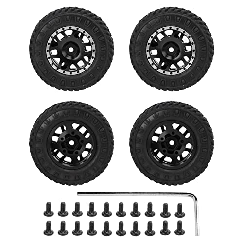 XIASABA 4PCS 55 mm vorderen hinteren Gummireifen 12 Speichen Metallradfelgen für axiale SCX24 1/24 RC -Auto rot eingestellt (Schwarz) von XIASABA