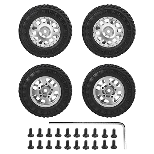 XIASABA 4PCS 55 mm vorderen hinteren Gummireifen 12 Speichen Metallradfelgen für axiale SCX24 1/24 RC -Auto rot eingestellt (Silber) von XIASABA