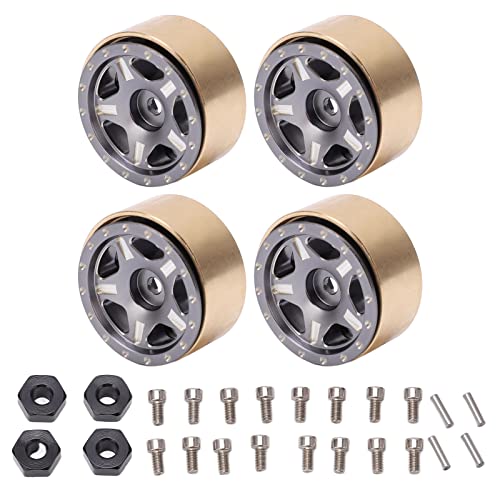 XIASABA 4PCS Aluminium Messing RC Beadlock Wheel Hubs für axiale SCX24 1/24 Skalierter Crawler -Upgrade -Teile Titaniumfarbe Off -Straße Zubehör (Du färbte) von XIASABA
