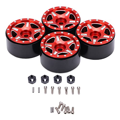 XIASABA 4PCS Aluminiumrad -Hub -Upgrade -Teile für 1/24 Axial SCX24 Fernbedienungsauto Viskose frei einfach Installation rot (Rot) von XIASABA