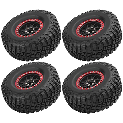 XIASABA 4PCS Beadlock Wheel Felgen Gummi -Reifen 1/10 RC Crawler Car ideal für Verschiedene beliebte RC -wie HSP Axial Scx10 D90 in schwarzer Farbe (Schwarz) von XIASABA