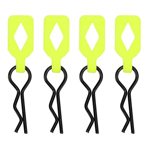 XIASABA 4PCS Metallkörperschalen -Clips Schnallen für 1/10 RC Fernbedienungsauto -Teile Zubehör schwarz für HSP Redcat Axial SCX10 D90 HPI Marke Klettern RC Car Installation (Gelbgrün) von XIASABA