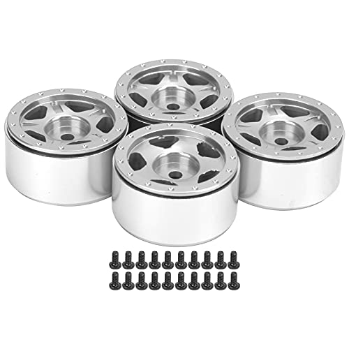 XIASABA 4PCS RC -Aluminium -Leichtmetallrad -Hubs für axiale SCX24 C10 JLU B17 1/24 RC -Autoteile rot (Silber) von XIASABA