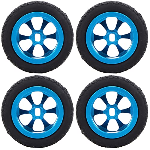 XIASABA 4PCS RC -Auto -Modellzubehör für WLTOYS 1 28 RC -Autos Aluminiumreifen in Titan -Farbqualität Gummi Material für Lange Lebensdauer und hervorragende Griffe breitere Reifen (Blue) von XIASABA
