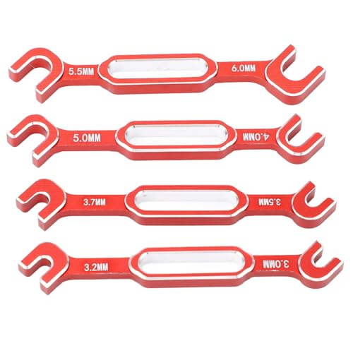 XIASABA 4PCS RC -Autoschlüssel für Spannschloss Nussballgelenk aus Aluminiumlegierung für RC -Wartungsspanner mit 3 0 bis 6 0 -mm -Größen in Blauer Farbe (Red) von XIASABA