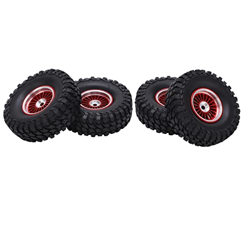 XIASABA 4PCS RC -Fahrzeug Reifen Set 55 mm Aluminiumlegierung vorne und Hintern für axiale SCX24 1/24 RC Car Crawler Black High Performance und Praktikum (Rot) von XIASABA