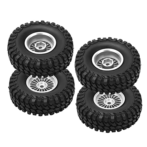 XIASABA 4PCS RC -Fahrzeug Reifen Set 55 mm Aluminiumlegierung vorne und Hintern für axiale SCX24 1/24 RC Car Crawler Black High Performance und Praktikum (Silber) von XIASABA