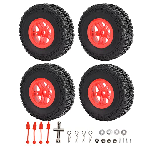 XIASABA 4PCS RC Short Course Truck Tyres Professionelle Hochsimulierung RC -Reifen Ersatz für 1/10 RC -Autos mit Premium -Gummi -Kunststoff- und Aluminiumlegiermaterialien Starker (Rot) von XIASABA