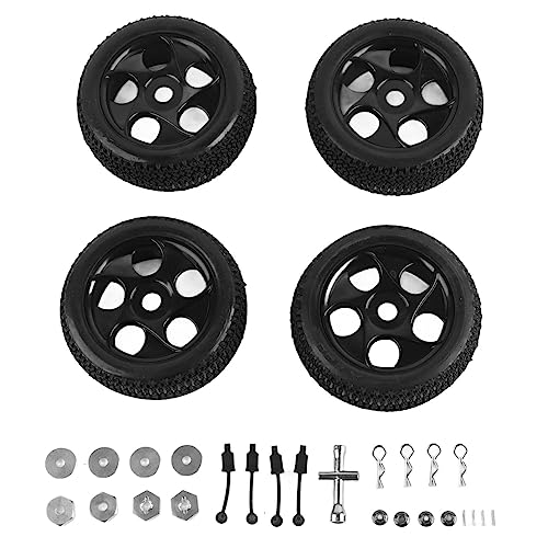 XIASABA 4PCS RC - und Reifen für Schrägstrich 1/10 Kurzzeitwagen 5 Loch RC -Reifen Ersatzkit mit Standardgröße für die einfache Installation und weniger Verformungs -Upgrade (Schwarz) von XIASABA