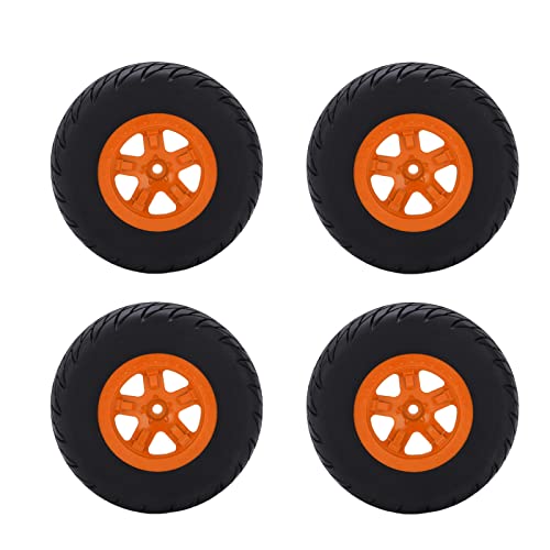 XIASABA 4Pcs RC Car Rubber Tires Wheel Rim Set for 1/10 Short Course Truck with 110mm Diameter 46mm Width and 12mm Hex Coupler Made of Plastic and Rubber for A Sturdy Practical and (Orange) von XIASABA
