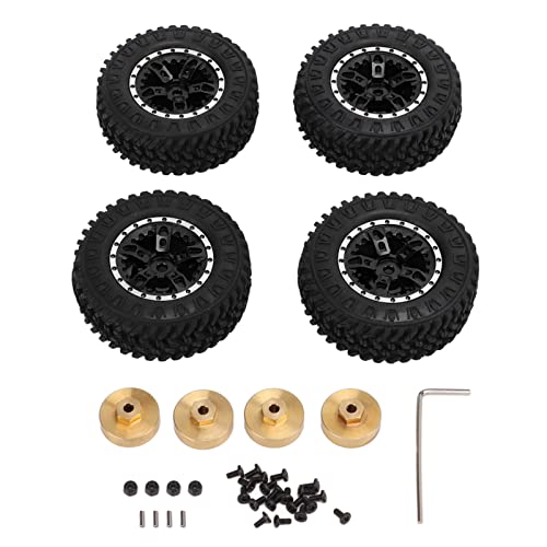 XIASABA 55 mm vorderen hinteren Gummireifen mit 5 Speichen Metallrad Rand für axiales SCX24 1/24 RC -Auto Silber (Schwarz) von XIASABA