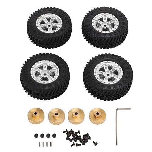 XIASABA 55 mm vorderen hinteren Gummireifen mit 5 Speichen Metallrad Rand für axiales SCX24 1/24 RC -Auto Silber (Silber) von XIASABA