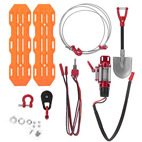 XIASABA 6 Stück RC Auto Deko-Werkzeuge Barrikaden Metall Capstan Roller Stahlseil Schloss Schaufel von XIASABA
