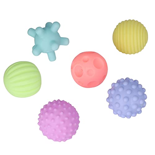 XIASABA 6-teiliges Baby-Texturball-Set für Kleinkinder, lustig, weich, elastisch, Mehrfarbig, quetschbares sensorisches Ballspielzeug für Zuhause, Mehrfarbig, ideal für (Warm Color) von XIASABA