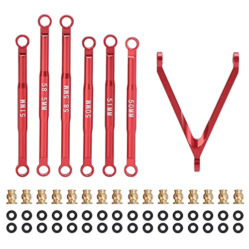 XIASABA Aluminium-Stabverbindungs-Zugreifenstangen-Kit Aufhängungsglieder-Set für AXIAL SCX24 1/24 RC-Auto, Rot (Rot) von XIASABA