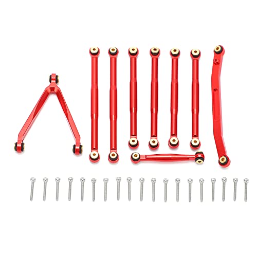 XIASABA Hochleistungs-Aufhängungsgliedersatz aus Aluminiumlegierung, Axial SCX24 1/24 RC-Autozubehör (rot) von XIASABA