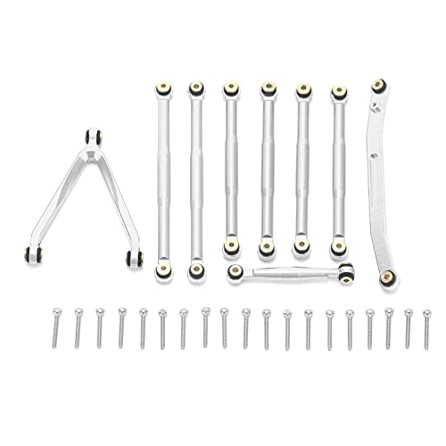 XIASABA Hochleistungs-Aufhängungsgliedersatz aus Aluminiumlegierung, Axial SCX24 1/24 RC-Autozubehör (Silber) von XIASABA