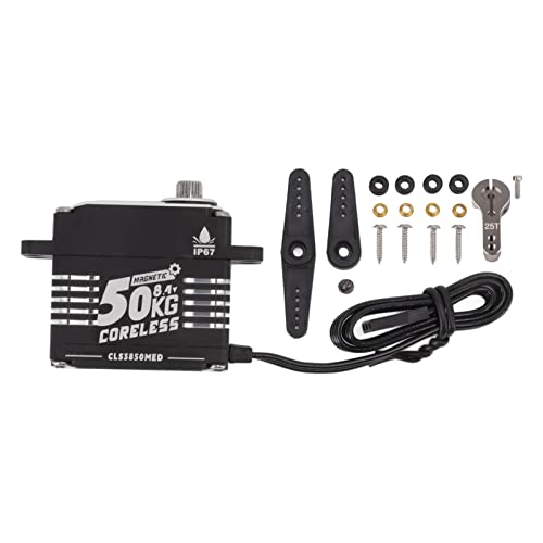 XIASABA Coreless Servo High Torsion 50 kg programmierbares RC -Zahnradlenkservo für Roboter 270 Grad Plus Minus 5 Grad mit Aluminiumlegierschale schwarz Farbe ca. (180 Grad) von XIASABA