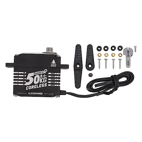 XIASABA Coreless Servo High Torsion 50 kg programmierbares RC -Zahnradlenkservo für Roboter 270 Grad Plus Minus 5 Grad mit Aluminiumlegierschale schwarz Farbe ca. (360 Grad) von XIASABA
