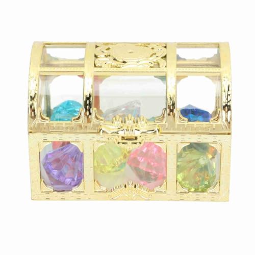 XIASABA Diamanten-Tauchspielzeug, Bunte Edelstein-Poolspielzeuge, 10 Stück, goldene Acrylbox für Poolpartys für Jungen und Mädchen von XIASABA