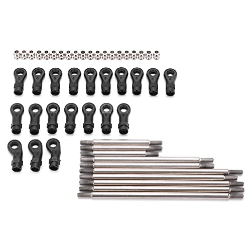 XIASABA Verbindungsstange aus Edelstahl, Radstand, RC-Metallverbindung, Spurstange, Zugstange mit Endkugelsatz für 4 324-mm-Radstand, 1/10 RC-Auto von XIASABA