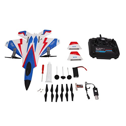 XIASABA -Fernbedienung Flugzeug Flugzeug RC -Flugzeugmodell 2.4 GHz Kampfflugzeuge in Blau und Weiß ideal für als Kinderspielzeug mit Zwei Batterie mit 39 x 28,5 x 4,5 cm (1 Batterie) von XIASABA
