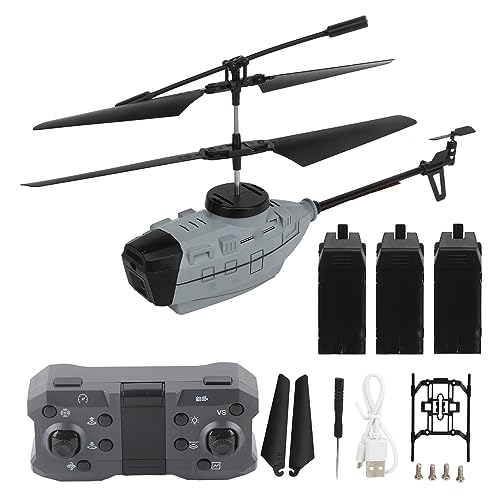 XIASABA -Fernbedienungshubschrauber mit automatischer Hindernisvermeidung 4K Dual Camera High Definition Luftfotografie für Jungen und Erwachsene in Grauer Farbe Mit 3 Batterien (Dreifachbatterien) von XIASABA