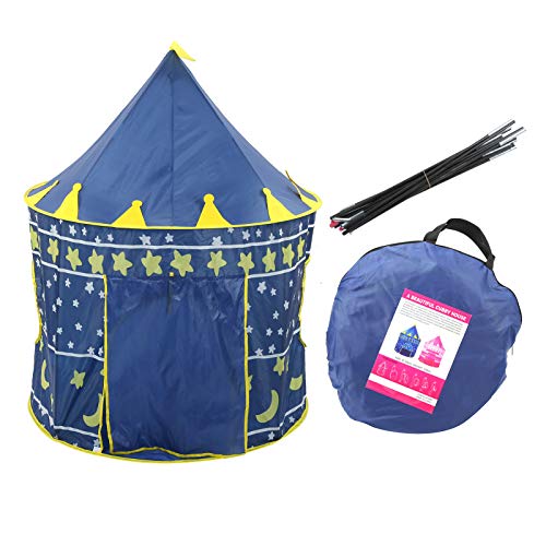 XIASABA Kinder-Spielzelt, Schloss, für drinnen und draußen, Prinzessinnen-Prinz, Spielhaus, Zelt, Spielzeug für Kinder, Geschenke, Blau (Blau) von XIASABA