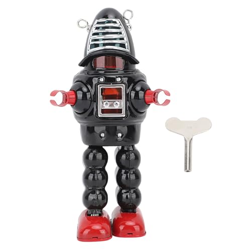 XIASABA Metallzaun Uhrwerk Lauffigur Roboter Spielzeug für Erwachsene zum Sammeln Geburtstags Urlaub Silber (Schwarz) von XIASABA