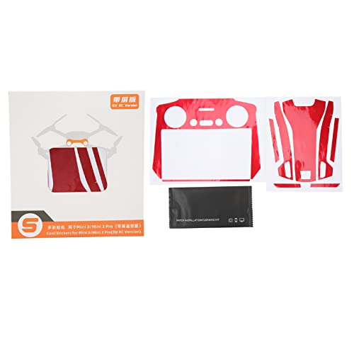 XIASABA RC Drohne Aufkleber Abnehmbares haltbares PVC hellfarben präzise Schneiden einfach zu verwenden Hautverpackung für 3 Typ 2 Speziell für 3 -Drohne und Fernbedienung w (Aurora rot) von XIASABA