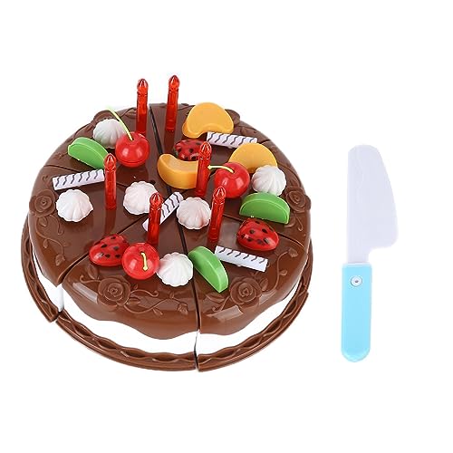 XIASABA Spielen Food Birthday Cake Set DIY Geburtstagstorten Spielzeug Set für Kinder über 3 Jahre alte Schokoladenfarbe von XIASABA