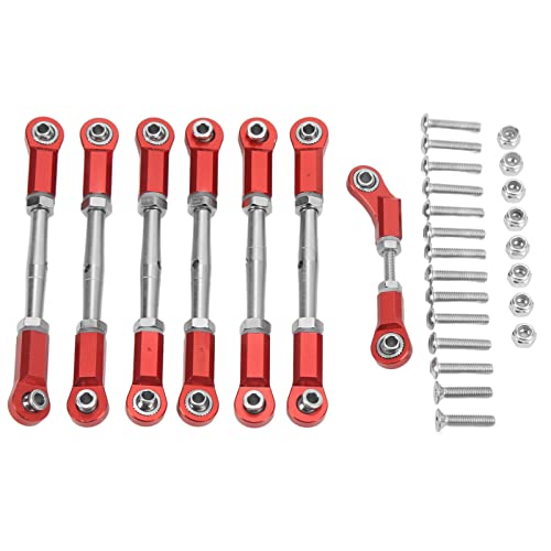 XIASABA Upgrade Aluminiumlegierung RC Pull Rod Set für Rustler Slash 4WD 1/10 Skala Cars Servo Link Spurstangen mit Verstellbarer Länge verbesserter Stärke und Cooles texturiertes (Rot) von XIASABA