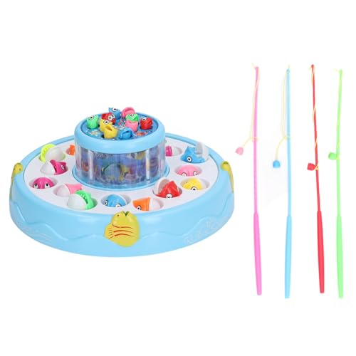 Xiasaba 2 Schicht Magnetic Fishing Game Toy mit 4 Polen Musical Light rotierendes Brettspiel Fischereispielzeug (Blau) von XIASABA