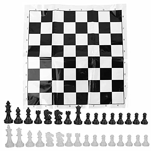 Xiasaba Plastik Internationales Schach mit Perlenfilm Schachbrett Set mit 49 mm King Height (weiß) (Transparent) von XIASABA