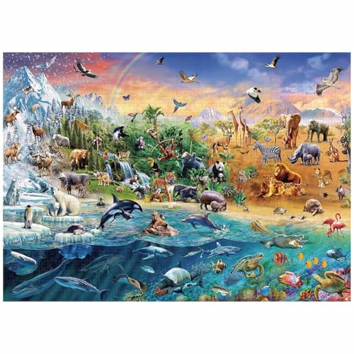 1000 Teile Tierwelt-Puzzles für Erwachsene, Heimdekoration, Spiele, Familienspaß, Bodenpuzzles, Lernspielzeug für Kinder von XIAXIAJIA