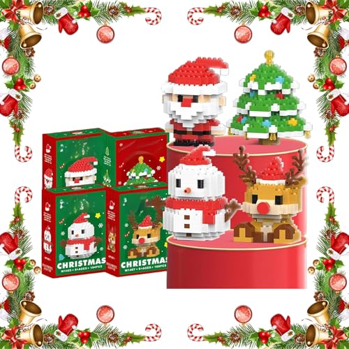 Santa Claus Design Building Blocks, 4 Pack Christmas Theme Building Blocks Ornaments, Mini Buildings Figures, DIY Stocking Stuffers, Xmas New Year Birthday Gifts (4set-B) von XIBHDN